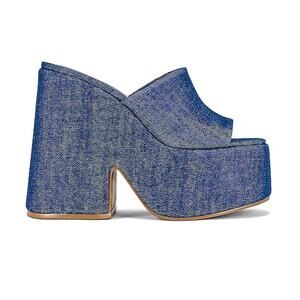 Larroude Chic Blue Denim Jeans Wanda Mules Size 8.5